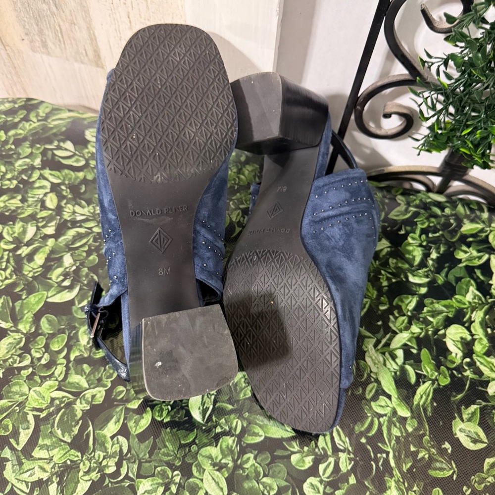 Donald J. Pliner Dark Blue Open-Toe Block Heels - Picture 10 of 14